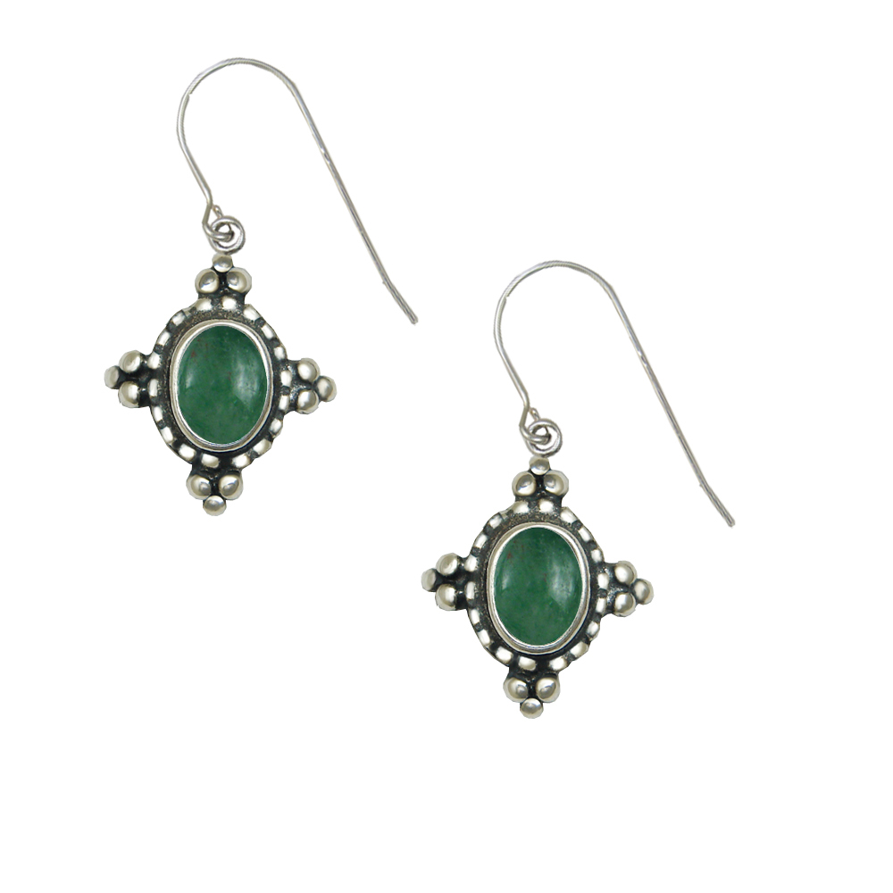 Sterling Silver Little Jade Gemstone Drop Dangle Earrings